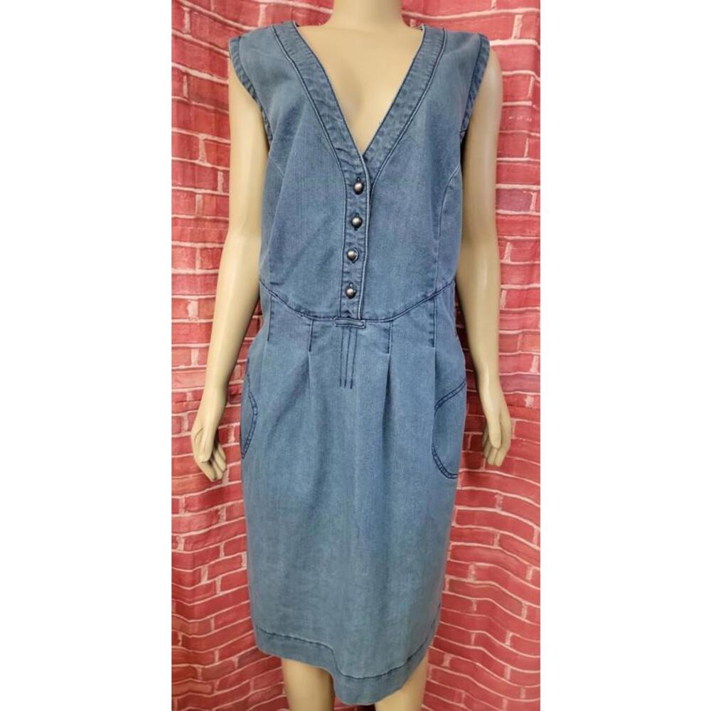 taillissime la redoute creation Blue Denim  DRESS SIZE 28W Back tie & Pocket #A